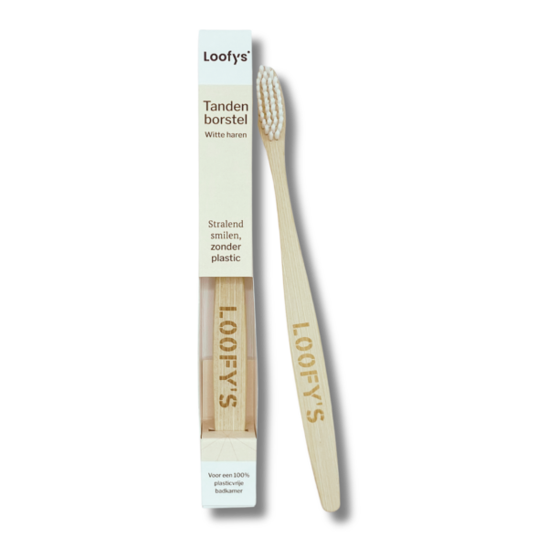 tandenborstel witte haren bamboe loofys