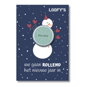 Sneeuwpop handbar kerst kaart loofys